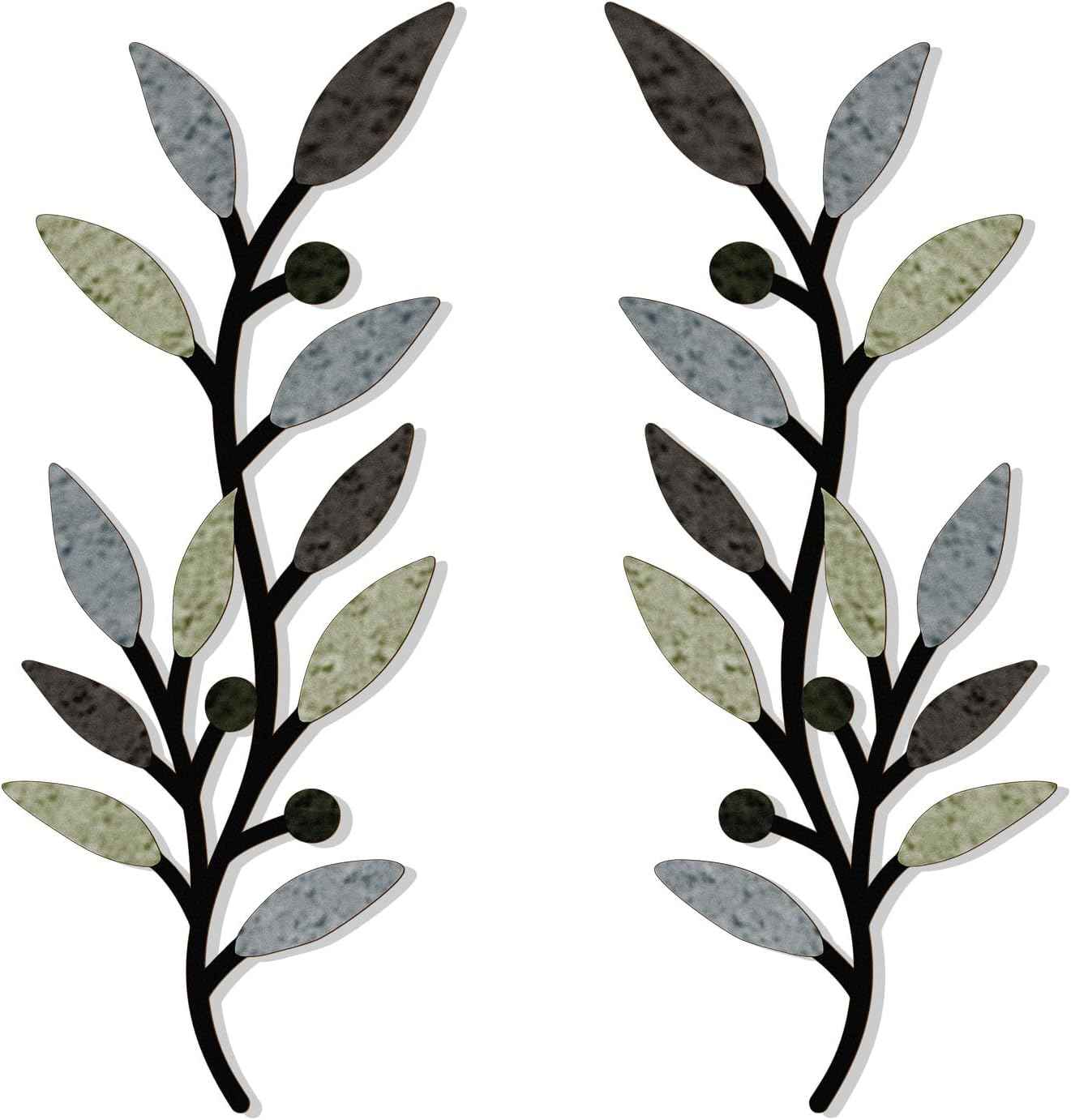 Zzbakress 2 Pieces Wooden Vine Olive Branch Leaf Leaf Wall Decor,Farmhouse Signs for Living Room Decoration (Gold)