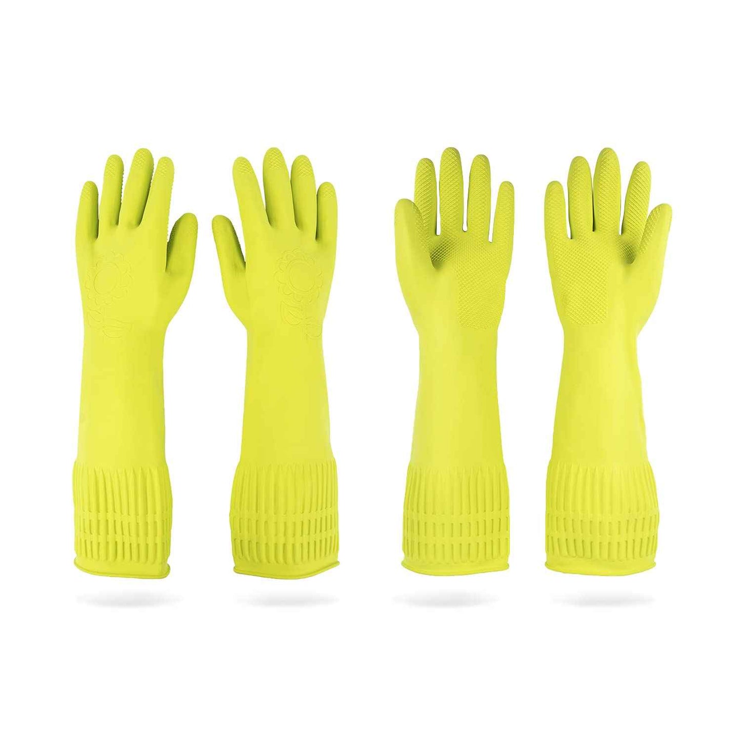 Mamison 2 Pairs Reusable Waterproof Household Dishwashing Cleaning Rubber Gloves, Non-Slip Kitchen Glove (Pink, Medium (Pack of 2))