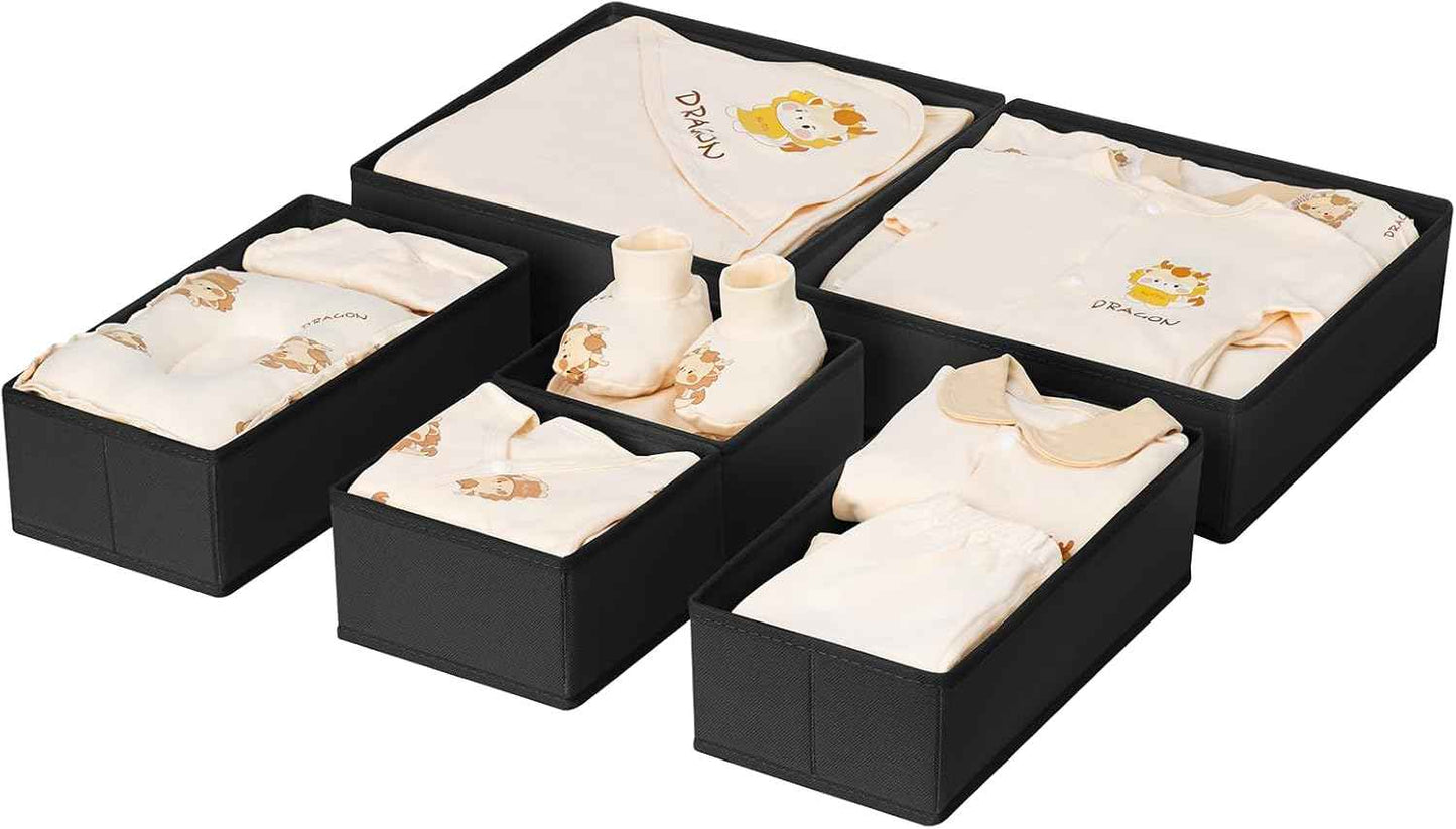DIMJ Drawer Organizer Clothes, 12 Pack Dresser Organizer, Foldable Closet Organizers and Storage, Fabric Dresser Bins, Drawer Dividers for Nursery, Baby Clothes, Underwears, Sock (Beige)