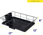 3-piece dish drainer rack set with cutlery holder for kitchen