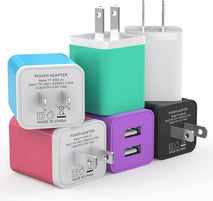 6 Pack USB Wall Charger with Dual USB Ports for iPhone and Samsung