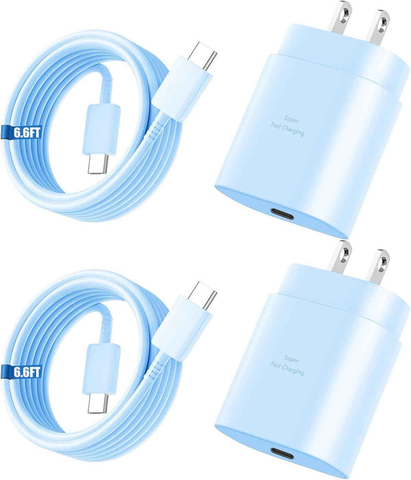 Super Fast Charger Type C, 25W USB C Wall Charger Fast Charging for Samsung Galaxy S25 Ultra/S25/S25+/S24+/S24 Ultra/S24/S24+/S23 Ultra/S22 Ultra/S21 with 10FT Long Android Type C Charger Cable 2Pack