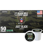 Black Rifle Coffee Company Just Black medium roast K Cups, 50 count, compatible with Keurig machines