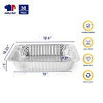 JOLLY CHEF 9x13 disposable aluminum foil pans for roasting, 30 pack, half size deep steam pans