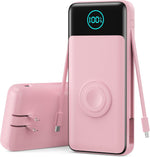 Portable Charger for iPhone with Built-in Cables and Wall Plug,Upgraded 13800mAh Fast Charging USB C Power Bank,4 Outputs Slim Travel Essential Battery Pack for iPhone 17/16/15/14/13,Galaxy,Android