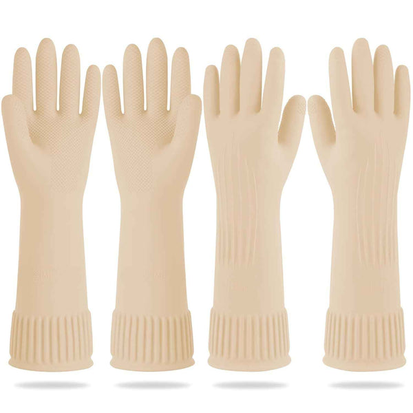 Mamison 2 Pairs Reusable Waterproof Household Dishwashing Cleaning Rubber Gloves, Non-Slip Kitchen Glove (Pink, Medium (Pack of 2))