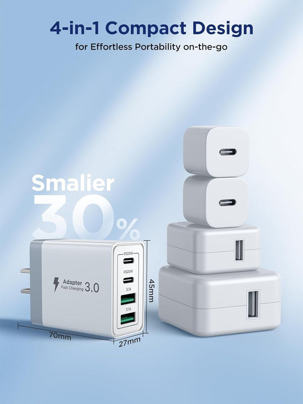 Aioneus 40W Fast Charging Block with Dual USB-C and USB-A Ports