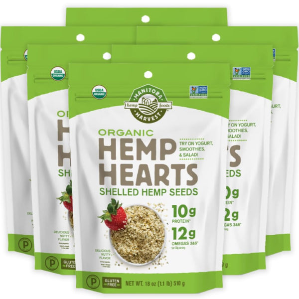 Manitoba Harvest Organic Hemp Hearts, Shelled Hemp Seeds - 7oz - 10g Plant Protein & 12g Omega 3 & 6 per 30g serving - Easy-to-Digest seeds with 9 Essential Amino Acids - Gluten Free, Vegan, Non-GMO