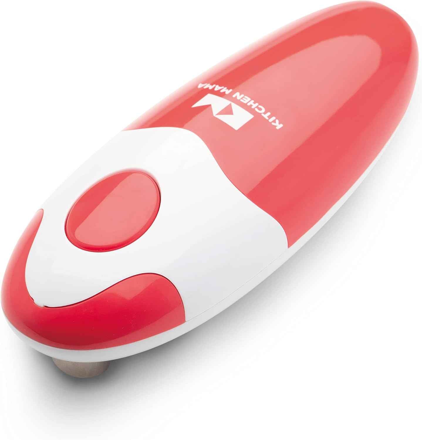 Kitchen Mama Auto Electric Can Opener: Open Your Cans with A Simple Press of Button - Automatic, Hands Free, Smooth Edge, Battery Operated, YES YOU CAN (Red)
