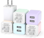 6 Pack USB Wall Charger with Dual USB Ports for iPhone and Samsung