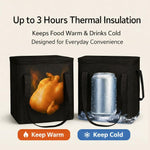 2-Pack, XL-Large Insulated Grocery Shopping Bags, Black, Reusable Bag,Thermal Zipper,Collapsible,Tote,Cooler,Food Transport hot and Cold,Camping