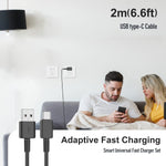 Samsung Galaxy S10/S9/S8 2Pack Adaptive Android Phone Charger with USB Type C Fast Charging Cable