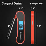 0.5 sec instant read meat thermometer digital with ±0.5℉ precision, food thermometer for cooking kitchen gadgets, oven grill candy bbq essentials, red