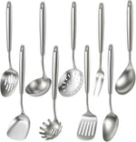 Newness 16 Pcs Cooking Utensils Set, 304 Stainless Steel Kitchen Utensils Set, Metal Kitchen Accessories, Include Soup Ladle, Slotted Skimmer Spoon, Spaghetti Spoon and Spatula, Dishwasher Safe