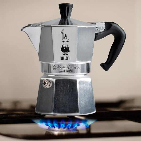 Bialetti Moka Express Stovetop Espresso Maker, Natural Silver, 6 Cups