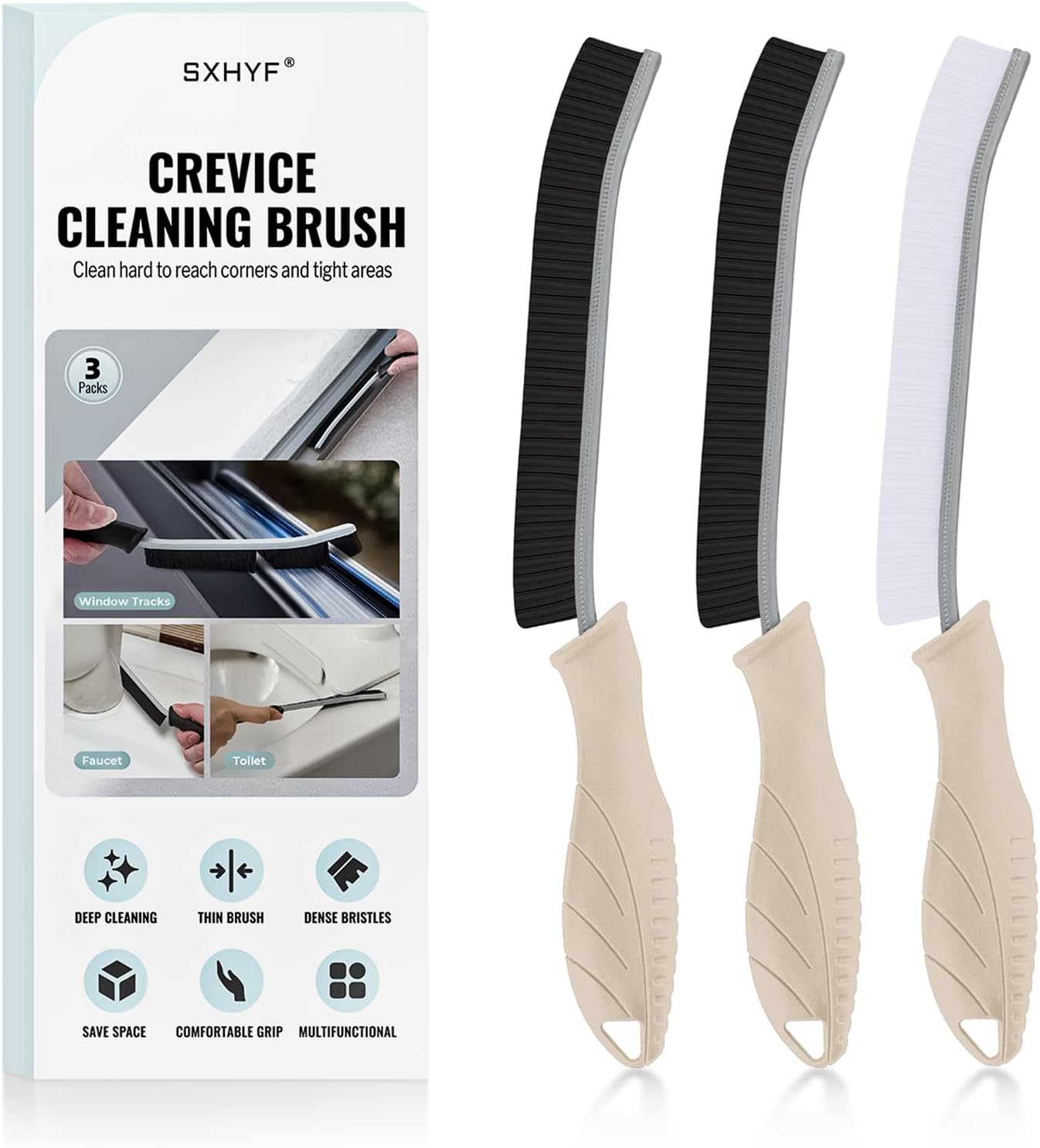 SXhyf Crevice Cleaning Brush – Hard Bristle Grout Scrub Brush for Bathroom, Kitchen & Household Cleaning