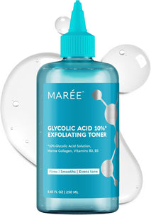 maree glycolic acid toner 10% exfoliating skin brightener for face dark spots acne scars