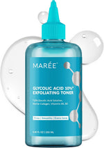 maree glycolic acid toner 10% exfoliating skin brightener for face dark spots acne scars
