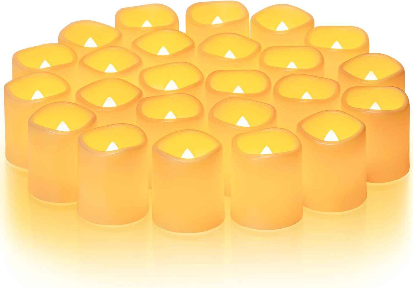 Homemory 24Pack Flickering Flameless Votive Candles,200+Hour Electric Fake Candles,Battery Operated LED Tealight for Wedding,Outdoor,Table,Halloween,Christmas Decor(Warm White,Battery Included)