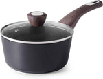 SENSARTE Ceramic Nonstick Sauce Pan with Lid, 3.0 Quart Saucepan with Double Spout, Large Cooking Pot, Non toxic Kitchen Sauce Pot, Non stick Saucier Pan, Induction Cookware, PFOA PTFE PFAS Free