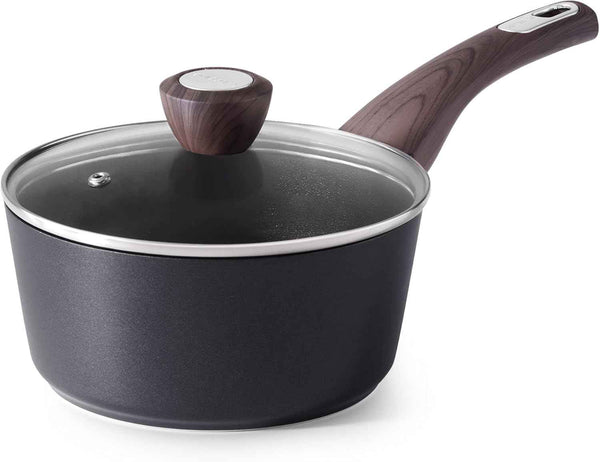 SENSARTE Ceramic Nonstick Sauce Pan with Lid, 3.0 Quart Saucepan with Double Spout, Large Cooking Pot, Non toxic Kitchen Sauce Pot, Non stick Saucier Pan, Induction Cookware, PFOA PTFE PFAS Free