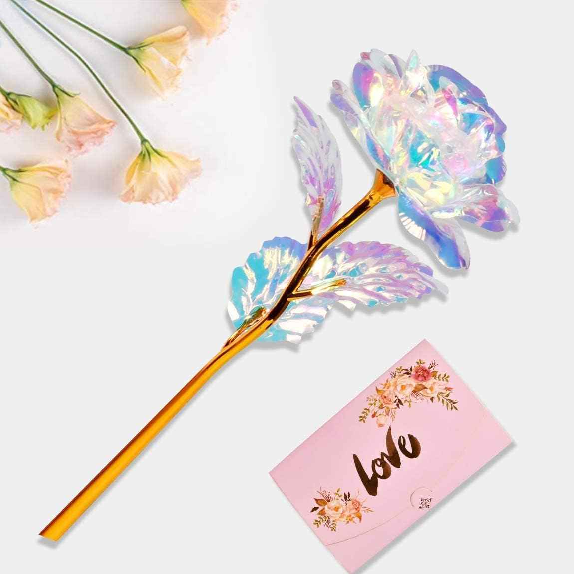 Tmacker Valentines Galentines Day Gifts for Her Mom Wife Girlfriend Artificial Rose Flowers with Vase Mothers Day Birthday Gifts for Women Grandma Sister Anniversary Thanksgiving Wedding Christmas