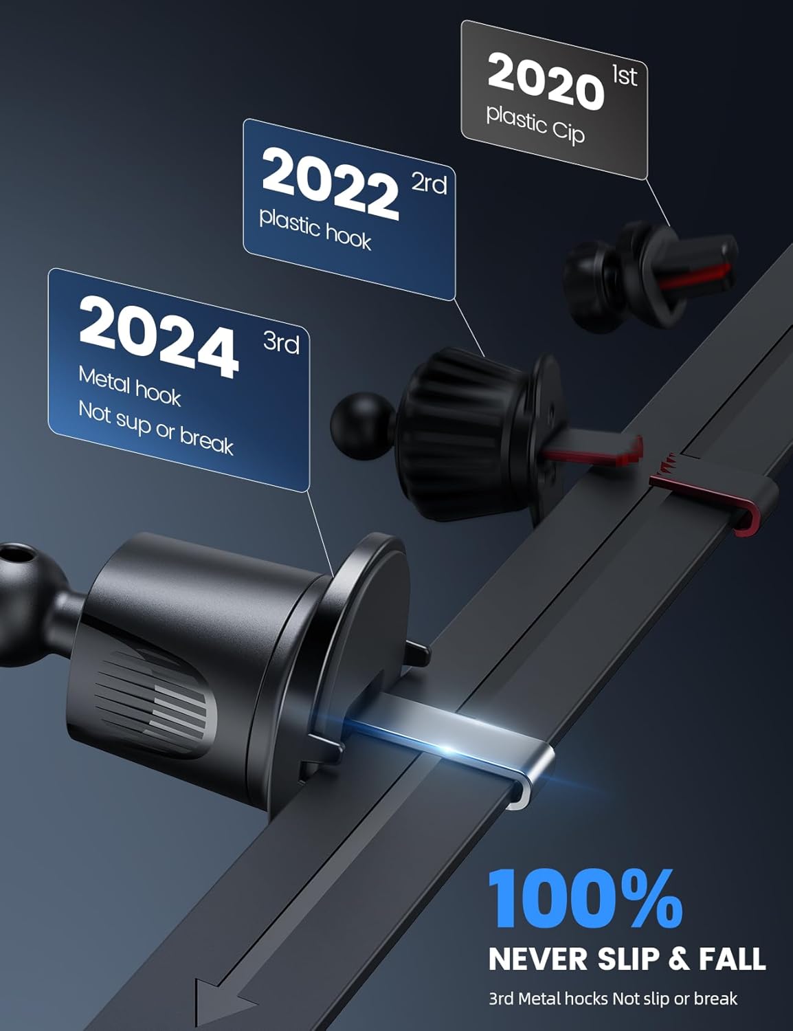 Lamicall 2025 Wider Clamp & Metal Hook Car Phone Holder Vent [Thick Cases Friendly] Phone Holders for Your Car Mount Automobile Hands Free Cradle Air Vent for iPhone 17 16 15 14 13 Pro Max Smartphone