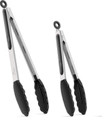 hotec premium stainless steel locking kitchen tongs set of 2, classic blue, 7 & 9 inch