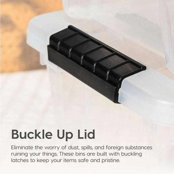 IRIS USA 32 Qt Stackable Plastic Storage Bins with Lids, 4 Pack, Made in USA