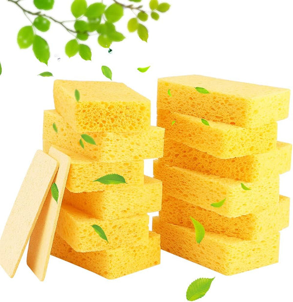 METUUTER 12-Count Kitchen Sponges- Compressed Cellulose Sponges Non-Scratch Natural Dish Sponge for Kitchen Bathroom Cars, Funny Cut-Outs DIY for Kids-Absorb Water Before Use