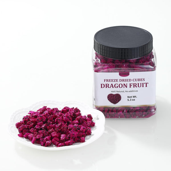 Premium Freeze Dried Dragon Fruit 5.3OZ/150g, Made with 100% Natural Dragonfruits Cube