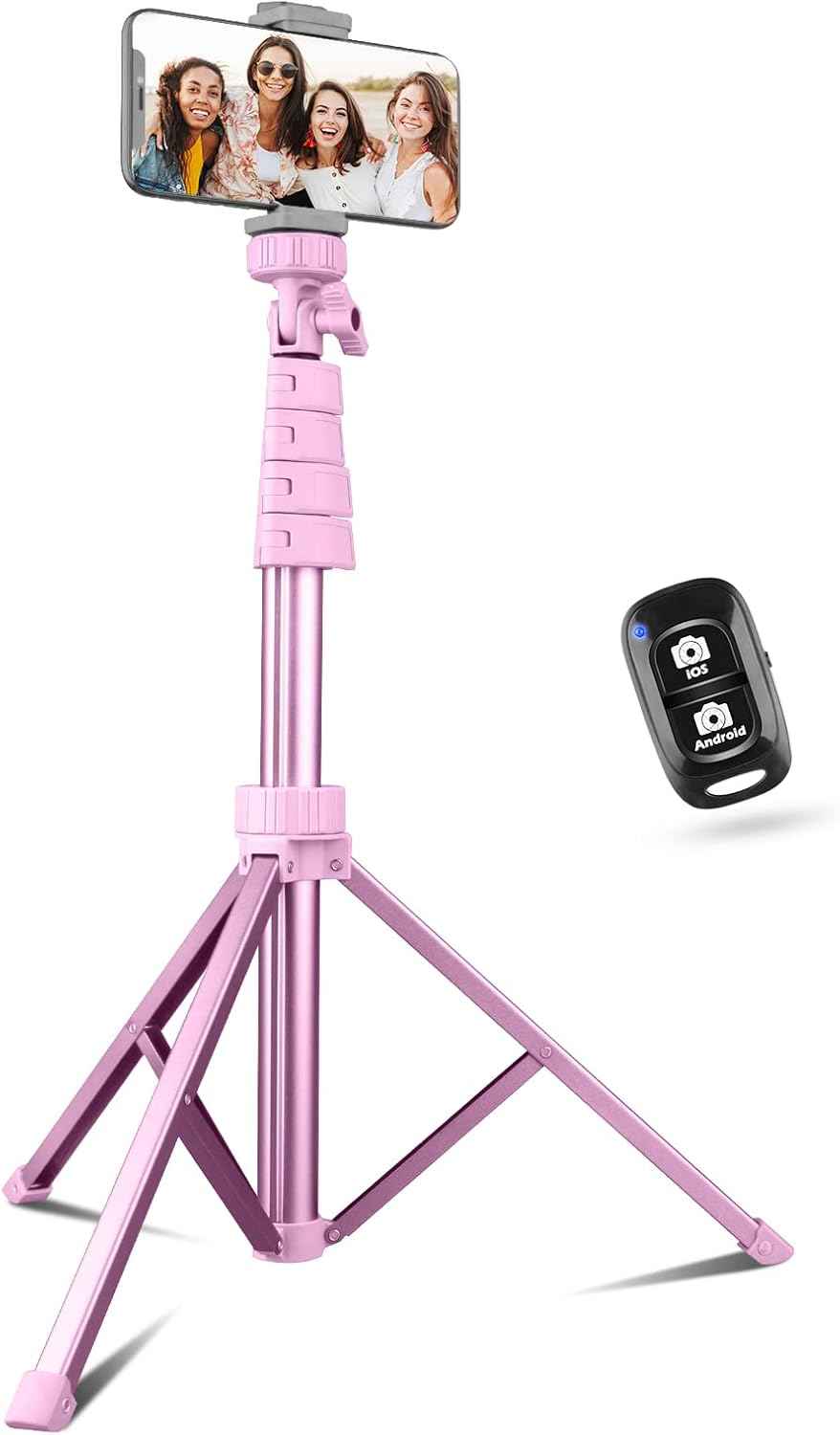 SENSYNE 62" Phone Tripod & Selfie Stick, Extendable Cell Phone Tripod Stand with Wireless Remote and Phone Holder, Compatible with iPhone Android Phone, Camera