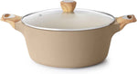 SENSARTE Ceramic Nonstick Stock Pot with Lid, 2.6/4.5/6.6/8.5 QT Soup Pot Casserole Pot, Non-toxic Healthy Pasta Pot, Large Cooking Pot Stew Pot, Induction Compatible, PFOA PFAS PTFE Free, White