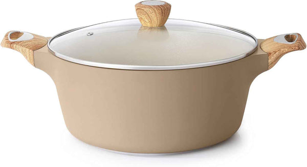 SENSARTE Ceramic Nonstick Stock Pot with Lid, 2.6/4.5/6.6/8.5 QT Soup Pot Casserole Pot, Non-toxic Healthy Pasta Pot, Large Cooking Pot Stew Pot, Induction Compatible, PFOA PFAS PTFE Free, White