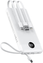 VEEKTOMX Portable Charger with 4 Built-in Cables — 10000mAh Slim Power Bank, USB-C Battery Pack with iPhone & Micro USB, TSA Approved Travel Charger for iPhone, Samsung, Android