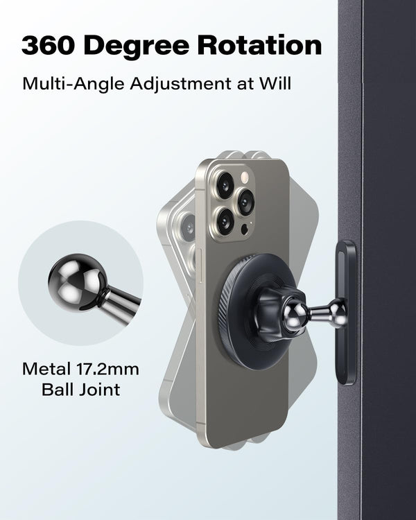 APPS2Car Magnetic Phone Holder for Gym, Alloy Base & Ball Joint, Attach to Metal Surfaces, Dual Magnet Phone Mount for MagSafe iPhone 12-17 Series