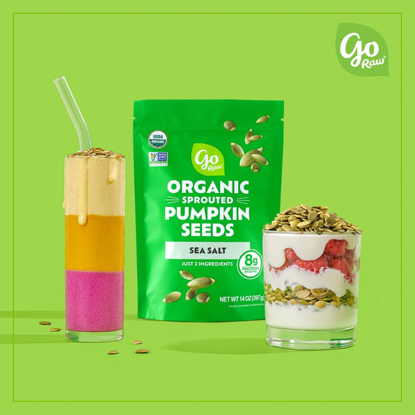 Go Raw Organic Sprouted Pumpkin Seeds, 14 Oz, Non-GMO, Gluten-Free, Vegan, Nut-Free, Protein-Rich Snack