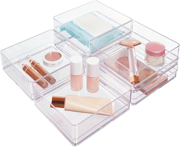 Stackable Clear Plastic Drawer Organizer Set Made in USA