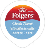 Folgers Vanilla Biscotti Coffee K-cups, 30-count box, 270g, imported from Canada