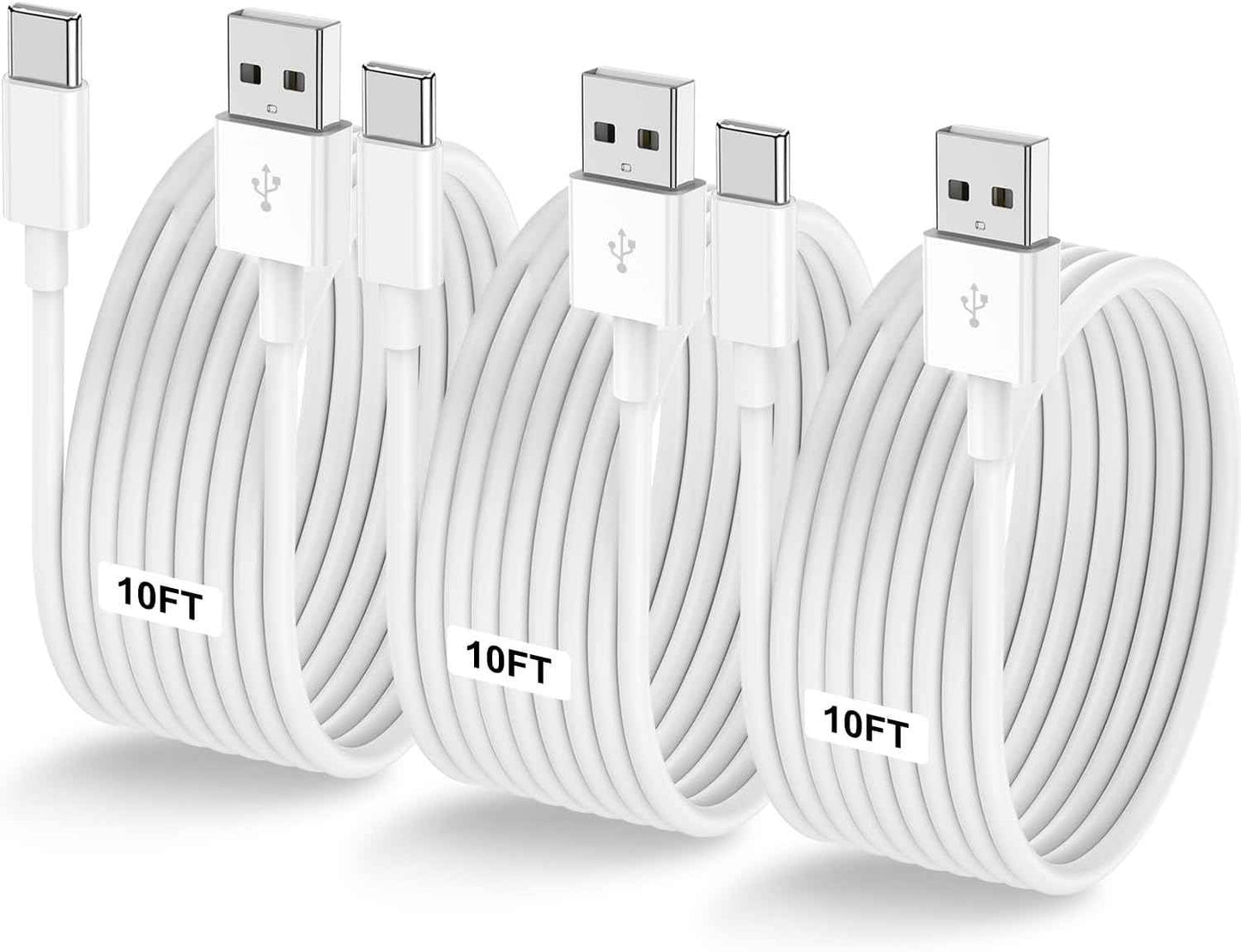 Car Carplay Cable for iPhone 17 16 15 Pro Plus Pro Max Air，3-Pack [3.3FT+3.3FT+6FT] USB A to USB C Cable for iPhone 17 16 15，for iPad Pro/Air/Mini，for Galaxy S25 S24，for MacBook Pro/Air and More