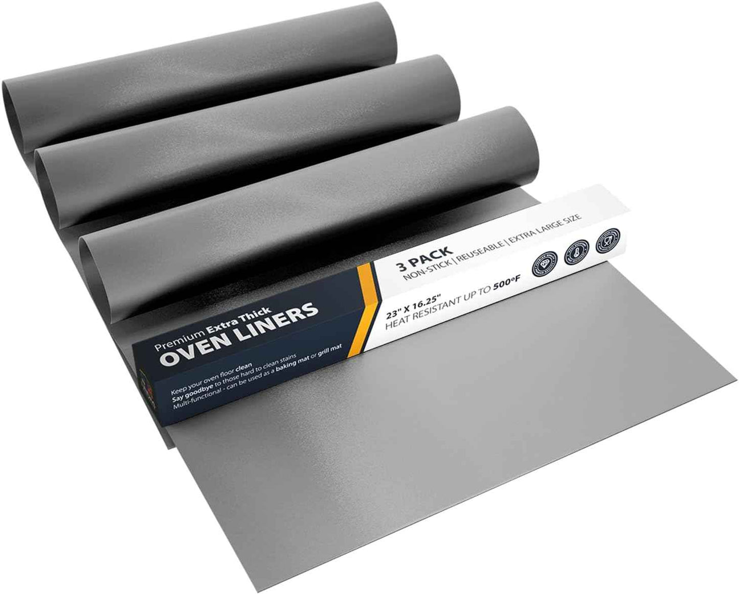 Oven Liners for Bottom of Oven - 2 Pack Large Heavy Duty Mats, 17”x25” Non-Stick Reusable Liner for Electric, Gas, Toaster Ovens, Grills - BPA & PFOA Free Kitchen Accessory to Keep Oven Clean (Black)