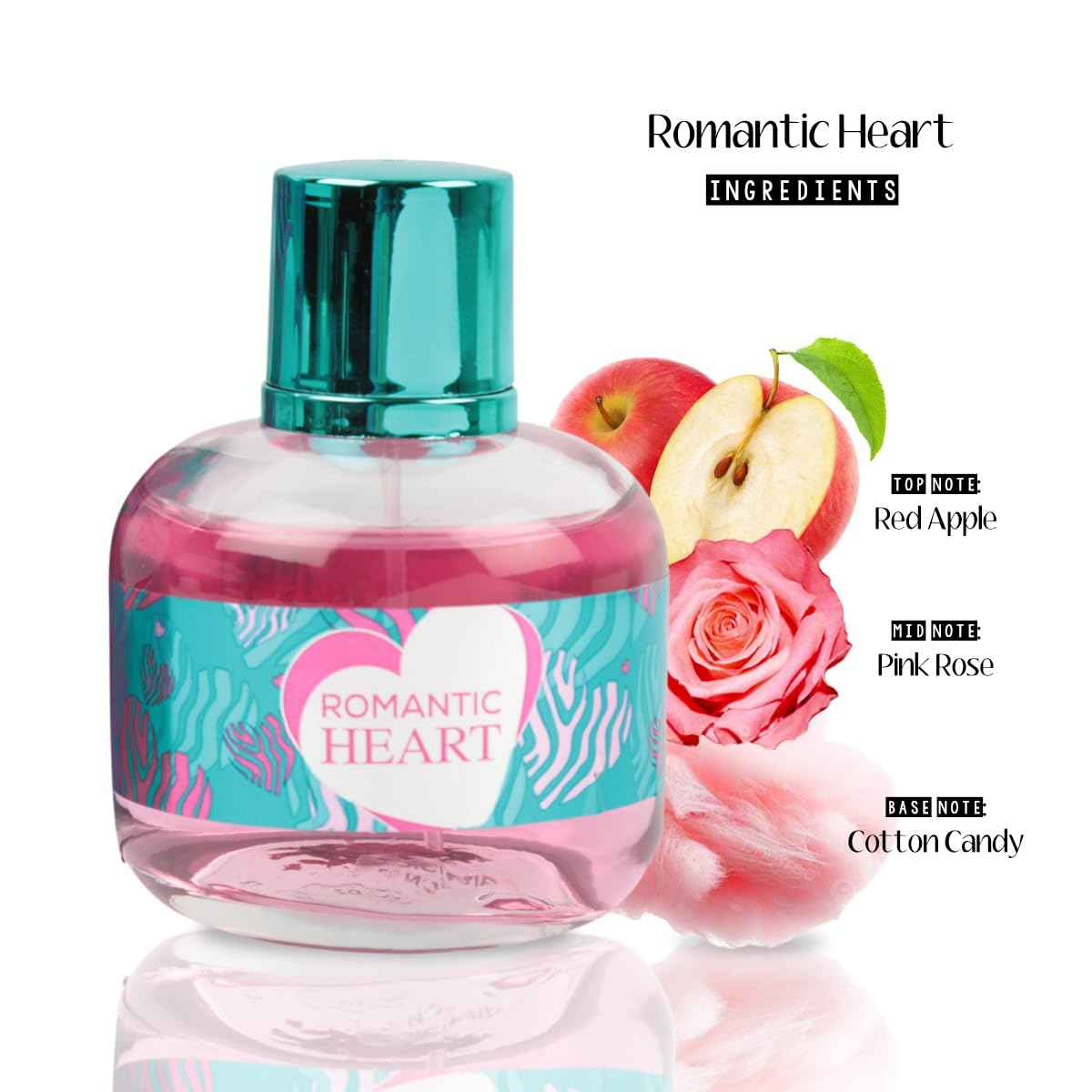 Romantic Heart Perfume for Women - Sweet Fruity Floral Eau de Parfum - 100ml / 3.4 fl oz