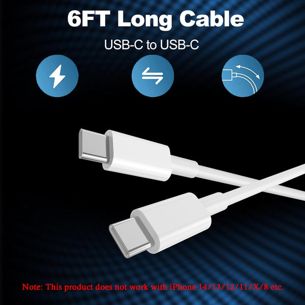 20w usb-c charger with 2 x 6ft cables for apple devices - 2 pack fast wall adapter