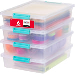 IRIS USA 6 Qt. Craft Storage Bins with Lids, 4-Pack, Made in USA, Stackable Containers