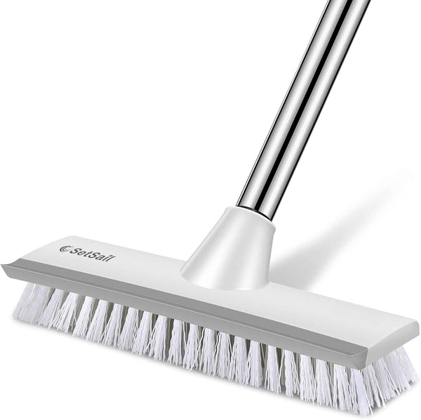 SetSail Floor Scrub Brush 51-Inch Adjustable Handle 2 in 1 Scrape Brush Stiff Bristle Floor Scrubber for Cleaning Shower Bathroom Garage Kitchen Wall Deck Tub Tile