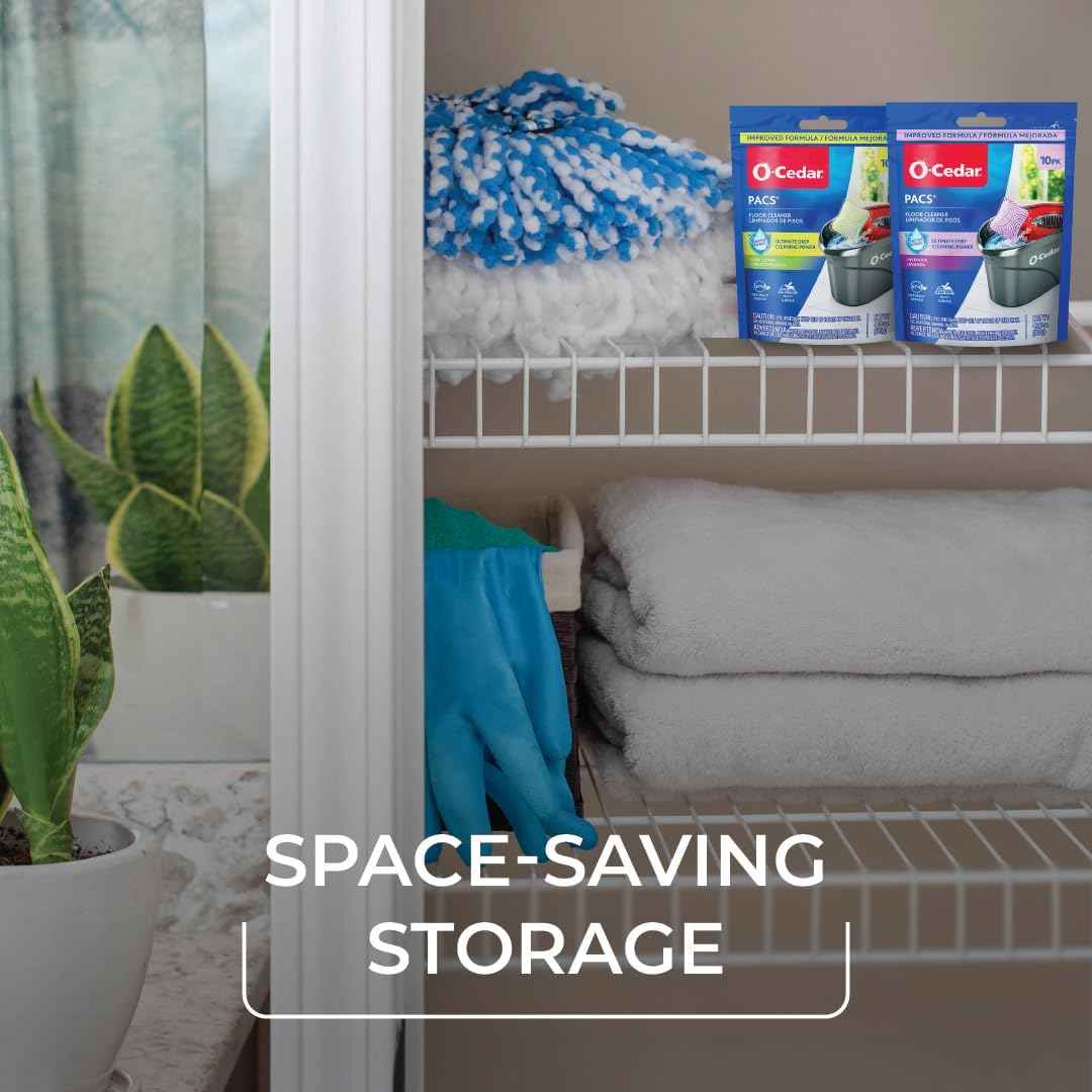 O-Cedar PACS Hard Floor Cleaner, Lavender Scent 10 Count (1-Pack) | Made with Naturally-Derived Ingredients | Safe to Use on All Hard Floors | Perfect for Mop Buckets