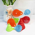 kongnai kitchen funnel set 4 pack, small and large, food-grade silicone collapsible funnels for liquid transfer