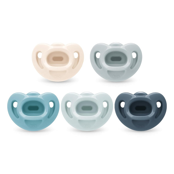 NUK Timeless Comfy Pacifiers for 0-6M Babies | 100% Silicone, BPA-Free, 5-Pack