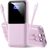 Portable Charger Power Bank, 50% Larger Capacity 15000mAh Battery Pack with Built in Cable, 22.5W Fast Charging Travel Camping Essential Powerbank for iPhone 17 16 Pro iPad Samsung S26 Google etc