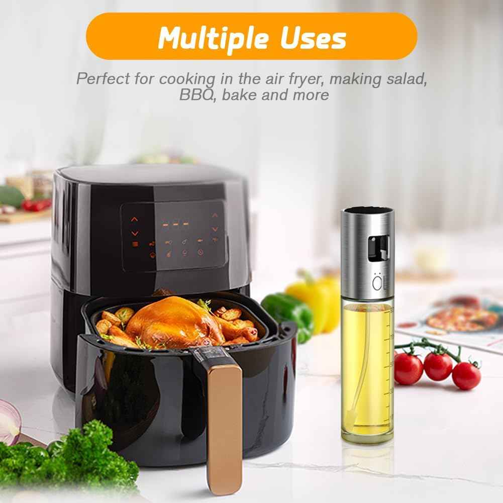 Oil Sprayer for Cooking, 3.38oz/ 100ml Olive Oil Spray Bottle for Kitchen Glass Bottles for Cooking/Salad/Barbecue